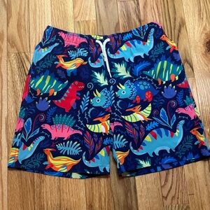 Kids Navy Blue Dinosaur Swim Trunks - Brand